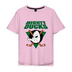 Мужская футболка хлопок Oversize с принтом Anaheim Mighty Ducks (2) в Новосибирске, 100% хлопок | свободный крой, круглый ворот, “спинка” длиннее передней части | nhl | лига | национальная лига | нхл | хокей | хоккей | хоккейная лига