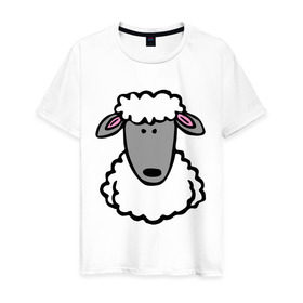 Мужская футболка хлопок с принтом Гламурная овца в Новосибирске, 100% хлопок | прямой крой, круглый вырез горловины, длина до линии бедер, слегка спущенное плечо. | баран | барашик | гламурная овца | овечка | овца