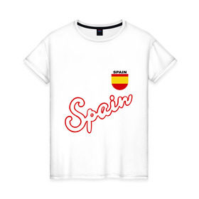 Женская футболка хлопок с принтом Сборной Испании по футболу в Новосибирске, 100% хлопок | прямой крой, круглый вырез горловины, длина до линии бедер, слегка спущенное плечо | spain football | сборная испании по футболу