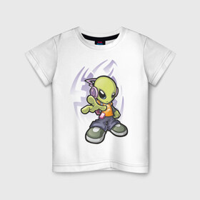 Детская футболка хлопок с принтом Инопланетянин (5) в Новосибирске, 100% хлопок | круглый вырез горловины, полуприлегающий силуэт, длина до линии бедер | alien | гуманоид | инопланетянин | летающая тарелка | нло | пришельцы