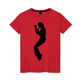 Женская футболка хлопок с принтом Поп-король Майкл Джексон в Новосибирске, 100% хлопок | прямой крой, круглый вырез горловины, длина до линии бедер, слегка спущенное плечо | michael jackson | короь | легенда | майкл джексон | поп