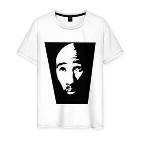 Мужская футболка хлопок с принтом 2pac face в Новосибирске, 100% хлопок | прямой крой, круглый вырез горловины, длина до линии бедер, слегка спущенное плечо. | gansta | hip | hop | rap | tupac | рэп | тупак | хип | хоп