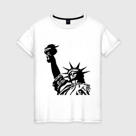 Женская футболка хлопок с принтом Статуя свободы в Новосибирске, 100% хлопок | прямой крой, круглый вырез горловины, длина до линии бедер, слегка спущенное плечо | freedom | америка | символ америки | статуя | статуя свободы | статуя свободы в ny.штаты | сша
