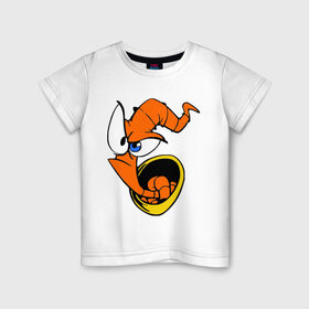 Детская футболка хлопок с принтом Червяк Джим (Earthworm jimm) в Новосибирске, 100% хлопок | круглый вырез горловины, полуприлегающий силуэт, длина до линии бедер | червяк джим. главный герой мультика 