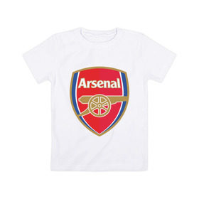 Детская футболка хлопок с принтом FA Premier League. Arsenal FC. в Новосибирске, 100% хлопок | круглый вырез горловины, полуприлегающий силуэт, длина до линии бедер | арсенал
