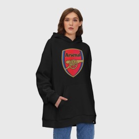 Худи SuperOversize хлопок с принтом FA Premier League. Arsenal FC. в Новосибирске, 70% хлопок, 30% полиэстер, мягкий начес внутри | карман-кенгуру, эластичная резинка на манжетах и по нижней кромке, двухслойный капюшон
 | арсенал