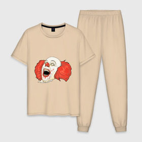 Мужская пижама хлопок с принтом Evil Clown в Новосибирске, 100% хлопок | брюки и футболка прямого кроя, без карманов, на брюках мягкая резинка на поясе и по низу штанин
 | evil clown | злой клоун | клоун