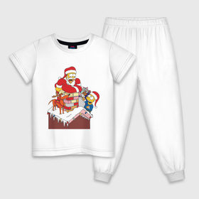 Детская пижама хлопок с принтом Симпсоны новый год в Новосибирске, 100% хлопок |  брюки и футболка прямого кроя, без карманов, на брюках мягкая резинка на поясе и по низу штанин
 | гомер