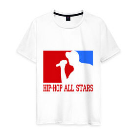 Мужская футболка хлопок с принтом Hip-hop all stars в Новосибирске, 100% хлопок | прямой крой, круглый вырез горловины, длина до линии бедер, слегка спущенное плечо. | хип хоп