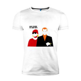 Мужская футболка премиум с принтом Pet Shop Boys (1) в Новосибирске, 92% хлопок, 8% лайкра | приталенный силуэт, круглый вырез ворота, длина до линии бедра, короткий рукав | pet shop boys | pet shop boys   back to mineboys | shop boys | музыка | пет шоп бойс