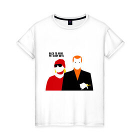 Женская футболка хлопок с принтом Pet Shop Boys (1) в Новосибирске, 100% хлопок | прямой крой, круглый вырез горловины, длина до линии бедер, слегка спущенное плечо | pet shop boys | pet shop boys   back to mineboys | shop boys | музыка | пет шоп бойс