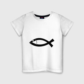 Детская футболка хлопок с принтом Христианская рыбка в Новосибирске, 100% хлопок | круглый вырез горловины, полуприлегающий силуэт, длина до линии бедер | Тематика изображения на принте: рыба | рыбка   символ христианства.баптисты | христианство