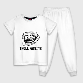 Детская пижама хлопок с принтом Troll face в Новосибирске, 100% хлопок |  брюки и футболка прямого кроя, без карманов, на брюках мягкая резинка на поясе и по низу штанин
 | Тематика изображения на принте: troll | trollface | лицо | тролль | троль