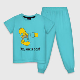 Детская пижама хлопок с принтом Злой Гомер симпсон в Новосибирске, 100% хлопок |  брюки и футболка прямого кроя, без карманов, на брюках мягкая резинка на поясе и по низу штанин
 | гомер
