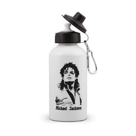 Бутылка спортивная с принтом Michael Jackson в Новосибирске, металл | емкость — 500 мл, в комплекте две пластиковые крышки и карабин для крепления | jackson | michael | pop | джексон | майкл | майкл джексон | поп