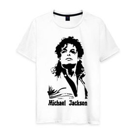 Мужская футболка хлопок с принтом Michael Jackson в Новосибирске, 100% хлопок | прямой крой, круглый вырез горловины, длина до линии бедер, слегка спущенное плечо. | jackson | michael | pop | джексон | майкл | майкл джексон | поп