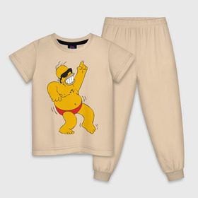 Детская пижама хлопок с принтом Гомер симпсон танцует в Новосибирске, 100% хлопок |  брюки и футболка прямого кроя, без карманов, на брюках мягкая резинка на поясе и по низу штанин
 | гомер