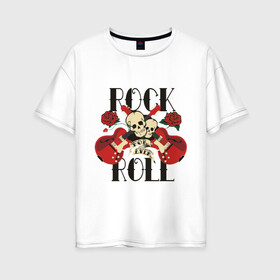 Женская футболка хлопок Oversize с принтом Rock (8) в Новосибирске, 100% хлопок | свободный крой, круглый ворот, спущенный рукав, длина до линии бедер
 | heavy metal | metal | rocknroll | trash metal | гитары | метал | металл | рок | рок н ролл | рокrock | трэш метал | хеви метал | череп