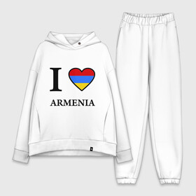 Женский костюм хлопок Oversize с принтом I love Armenia в Новосибирске,  |  | armenia | армению | армения | армяне | армянин | ереван | люблю | флаг