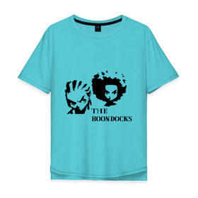 Мужская футболка хлопок Oversize с принтом Гетто (The Boondocks) в Новосибирске, 100% хлопок | свободный крой, круглый ворот, “спинка” длиннее передней части | 2x2 | boondocks | ghetto | tv | бундокс | гетто | мультик | мультфильмы | тв
