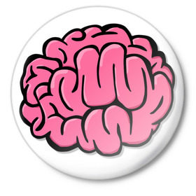 Значок с принтом Мозг в Новосибирске,  металл | круглая форма, металлическая застежка в виде булавки | Тематика изображения на принте: brain | мозг | мозги
