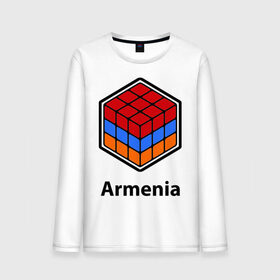 Мужской лонгслив хлопок с принтом Кубик – Армения в Новосибирске, 100% хлопок |  | армения | армяне | армянин | ереван | кубик | кубик рубик | флаг | флаг армении в магическом кубике.armenia