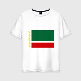 Женская футболка хлопок Oversize с принтом Чечня 95 регион в Новосибирске, 100% хлопок | свободный крой, круглый ворот, спущенный рукав, длина до линии бедер
 | 95 | кавказ | регион | флаг | чеченец | чеченский | чеченцы | чечня | чичня