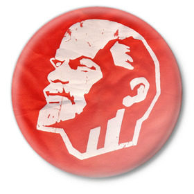 Значок с принтом Ленин в Новосибирске,  металл | круглая форма, металлическая застежка в виде булавки | Тематика изображения на принте: ленин | революция | социализм | союз | ссср