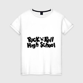 Женская футболка хлопок с принтом Rock And Roll в Новосибирске, 100% хлопок | прямой крой, круглый вырез горловины, длина до линии бедер, слегка спущенное плечо | 