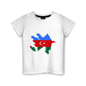 Детская футболка хлопок с принтом Azerbaijan map в Новосибирске, 100% хлопок | круглый вырез горловины, полуприлегающий силуэт, длина до линии бедер | azerbaijan | azerbaijan map | map | азербайджан | азербайджанец | карта азербайджана