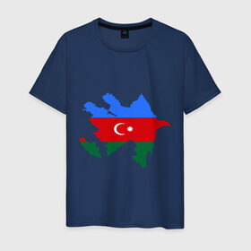 Мужская футболка хлопок с принтом Azerbaijan map в Новосибирске, 100% хлопок | прямой крой, круглый вырез горловины, длина до линии бедер, слегка спущенное плечо. | azerbaijan | azerbaijan map | map | азербайджан | азербайджанец | карта азербайджана