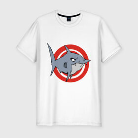 Мужская футболка премиум с принтом Shark (Акула) в Новосибирске, 92% хлопок, 8% лайкра | приталенный силуэт, круглый вырез ворота, длина до линии бедра, короткий рукав | 