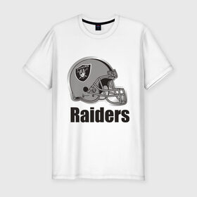 Мужская футболка премиум с принтом Raiders (2) в Новосибирске, 92% хлопок, 8% лайкра | приталенный силуэт, круглый вырез ворота, длина до линии бедра, короткий рукав | freeride | raiders | райдер | райдеры | фрирайд | шлем