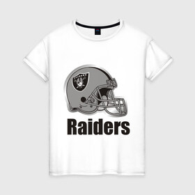 Женская футболка хлопок с принтом Raiders (2) в Новосибирске, 100% хлопок | прямой крой, круглый вырез горловины, длина до линии бедер, слегка спущенное плечо | freeride | raiders | райдер | райдеры | фрирайд | шлем