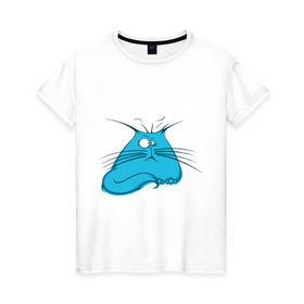 Женская футболка хлопок с принтом Котяра в Новосибирске, 100% хлопок | прямой крой, круглый вырез горловины, длина до линии бедер, слегка спущенное плечо | животные | жирный котэ | жирный котяра | котэ | котяра | прикольные животные | толстый котэ