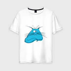 Женская футболка хлопок Oversize с принтом Котяра в Новосибирске, 100% хлопок | свободный крой, круглый ворот, спущенный рукав, длина до линии бедер
 | животные | жирный котэ | жирный котяра | котэ | котяра | прикольные животные | толстый котэ