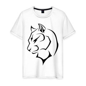 Мужская футболка хлопок с принтом Panther в Новосибирске, 100% хлопок | прямой крой, круглый вырез горловины, длина до линии бедер, слегка спущенное плечо. | кошачьи | кошка | пантера | хищник