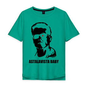 Мужская футболка хлопок Oversize с принтом Терминатор Astalavista Baby в Новосибирске, 100% хлопок | свободный крой, круглый ворот, “спинка” длиннее передней части | terminator | асталависта | терминатор | шварц | шварценеггер | шварцнеггер