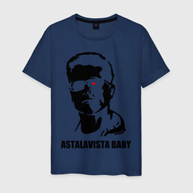 Мужская футболка хлопок с принтом Терминатор Astalavista Baby в Новосибирске, 100% хлопок | прямой крой, круглый вырез горловины, длина до линии бедер, слегка спущенное плечо. | terminator | асталависта | терминатор | шварц | шварценеггер | шварцнеггер