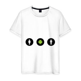 Мужская футболка хлопок с принтом Android + м + ж в Новосибирске, 100% хлопок | прямой крой, круглый вырез горловины, длина до линии бедер, слегка спущенное плечо. | 