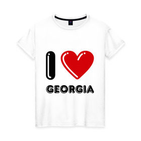Женская футболка хлопок с принтом I love Georgia в Новосибирске, 100% хлопок | прямой крой, круглый вырез горловины, длина до линии бедер, слегка спущенное плечо | georgia | i love | i love georgia | америка | сша | штат джорджия | я люблю джорджию