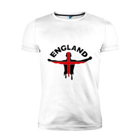Мужская футболка премиум с принтом Англия в Новосибирске, 92% хлопок, 8% лайкра | приталенный силуэт, круглый вырез ворота, длина до линии бедра, короткий рукав | england | болельщик