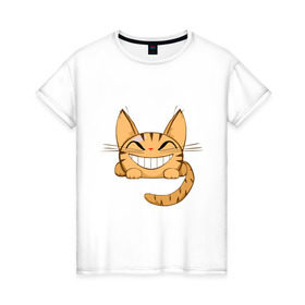 Женская футболка хлопок с принтом Cat (10) в Новосибирске, 100% хлопок | прямой крой, круглый вырез горловины, длина до линии бедер, слегка спущенное плечо | киса | кот | котенок | котик | котэ | кошка