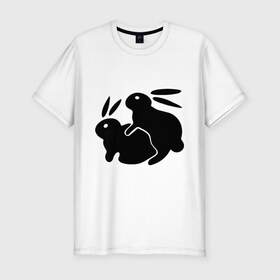 Мужская футболка премиум с принтом Кролики в Новосибирске, 92% хлопок, 8% лайкра | приталенный силуэт, круглый вырез ворота, длина до линии бедра, короткий рукав | зайцы | кролик | кролики