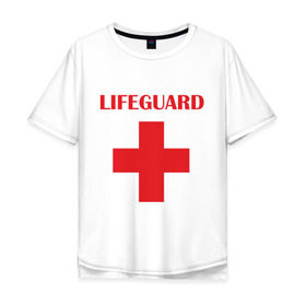 Мужская футболка хлопок Oversize с принтом Спасатель в Новосибирске, 100% хлопок | свободный крой, круглый ворот, “спинка” длиннее передней части | lifeguard | врачь | доктор | красный крест | медик | медицина | спасатель