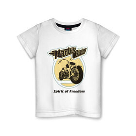 Детская футболка хлопок с принтом Harley Davidson Spirit of freedom в Новосибирске, 100% хлопок | круглый вырез горловины, полуприлегающий силуэт, длина до линии бедер | Тематика изображения на принте: harley | harley davidson | harley davidson 