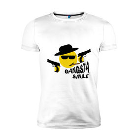 Мужская футболка премиум с принтом Смайл Гангстер в Новосибирске, 92% хлопок, 8% лайкра | приталенный силуэт, круглый вырез ворота, длина до линии бедра, короткий рукав | 