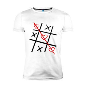 Мужская футболка премиум с принтом Крестики нолики в Новосибирске, 92% хлопок, 8% лайкра | приталенный силуэт, круглый вырез ворота, длина до линии бедра, короткий рукав | крестики | нолики | сердечки