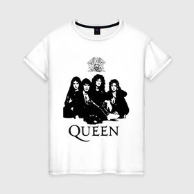 Женская футболка хлопок с принтом Queen All в Новосибирске, 100% хлопок | прямой крой, круглый вырез горловины, длина до линии бедер, слегка спущенное плечо | freddie mercury | heavy metal | queen | rock | группа queen | квин | куин | логотип | меркури | меркюри | музыка | рок | рок группа | рок группы | фредди меркьюри | фреди | хэви метал