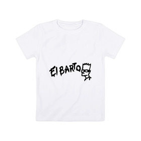 Детская футболка хлопок с принтом Эльбарто в Новосибирске, 100% хлопок | круглый вырез горловины, полуприлегающий силуэт, длина до линии бедер | elbarto | simpsons | барт | барт симпсон | симпсоны | симсоны | эльбарто